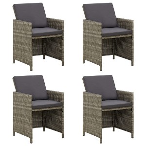 vidaXL Patio Chairs with Cushions 4 pcs Poly Rattan Gray - 1 of 4