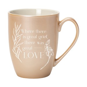 Elanze Designs Where There Is Great Grief There Was Great Love Pearlescent Sand 10 ounce New Bone China Coffee Cup Mug - 1 of 4