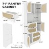 Storage Cabinet with Rattan Doors, Tall Freestanding Hutch with Power Outlet, 4 Doors & 4 Drawers - 3 of 4