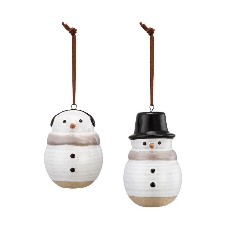 DEMDACO Ceramic Snowmen Ornaments - 2 Assorted, 1 of 2