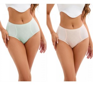 INSPIRE CHIC 2 Pcs Women's High-Waisted Underwear Briefs High Elastic Breathable Underpants - 1 of 4