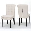 Set of 2 Badin KD Dining Chair Upholstered Tufted,beige-Christopher Knight Home - 2 of 4
