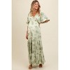 PinkBlush Light Olive Floral Deep V-Neck Maternity Maxi Dress - 2 of 4