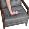 PAGED Leather Upholstered Accent Chair with Solid Wood Arms and Legs,Modern Arm Chairs for Bedroom,Reading Room,Beige - 2 of 4