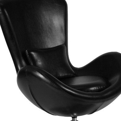 Black LeatherSoft High Back Swivel Reception Chair with Chrome Base