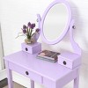 FURNIinspire Vanity Tables Modern Dressing Table Makeup Vanity Desk Set with Stool, Large Drawer Storage for Bedroom, Purple, 30"*16"*53" - 4 of 4