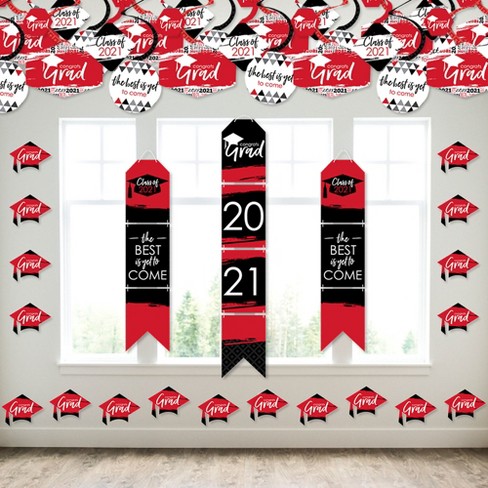 Big Dot Of Happiness Red Grad Best Is Yet To Come Wall And Door Hanging Decor 21 Red Graduation Party Room Decoration Kit Target