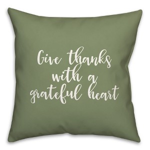 Creative Products Give Thanks With A Grateful Heart in Green 18 x 18 Spun Poly Pillow - 1 of 3