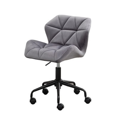 PDTEND Velvet Tufted 360° Swivel Office Chair with Adjustable Height