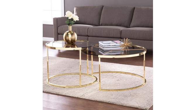 Set of 2 Brugan Nesting Cocktail Table Set Brass - Aiden Lane, 2 of 9, play video