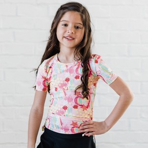 Calypsa Girl's Short Sleeve UPF 50+ Lily Swim Top - 1 of 3