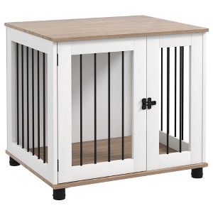 Gulches Dog Crate Furniture, Side Table Indoor Dog Kennel, End Table with Lockable Door for Small and Medium Dogs, Walnut Brown - 1 of 4