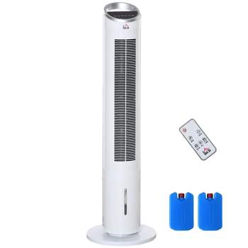 HOMCOM 40" Portable Oscillating Air Cooler Fan for Home Office, 3-In-1 Standing Ice Floor Fan with Humidifier, 3 Modes, 3 Speeds, 8H Timer, White