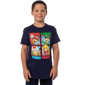 Super Mario Boys Shirt Mario Luigi Princess Peach Toad Youth Kids T-Shirt - 1 of 4
