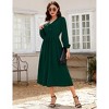 Clearlove Women's Casual V Neck Lantern Long Sleeve Ruffle Smocked Waist Tiered Midi A Line Dress - 4 of 4
