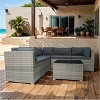 Nestfair 6pc Gray Wicker Outdoor Sectional Sofa Set Dark Gray - 4 of 4