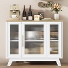 White 36 Inch Small Buffet Storage Cabinet with Adjustable Shelf and Fluted Glass Door Mid-Century Modern Design - 3 of 4