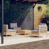 vidaXL 5 Piece Patio Lounge Set with Gray Cushions Pinewood - Brown and Gray - 2 of 4