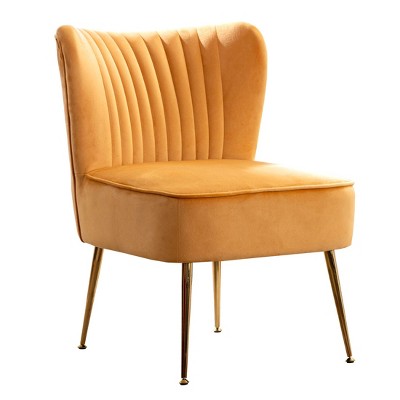 WestinTrends Phoebe Upholstered Tufted Velvet Accent Chair With Metal Leg