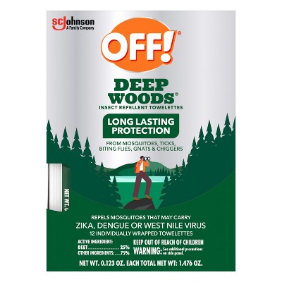 Off! 12ct Deep Woods Wipes: Insect Repellent, Deet, Non-flushable ...