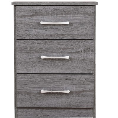 NicBex Wood Nightstand with 3 Drawers,End Tables with Metal Handle for Bedroom,Living Room