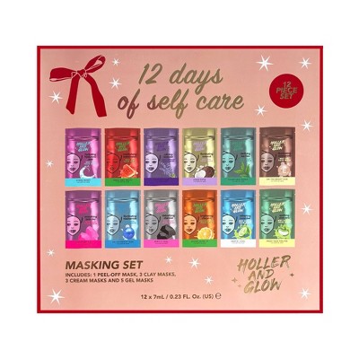 Image of Holler and Glow 12 days of Self Care Clay Mask Gift Set Advent Calendar - 12pc