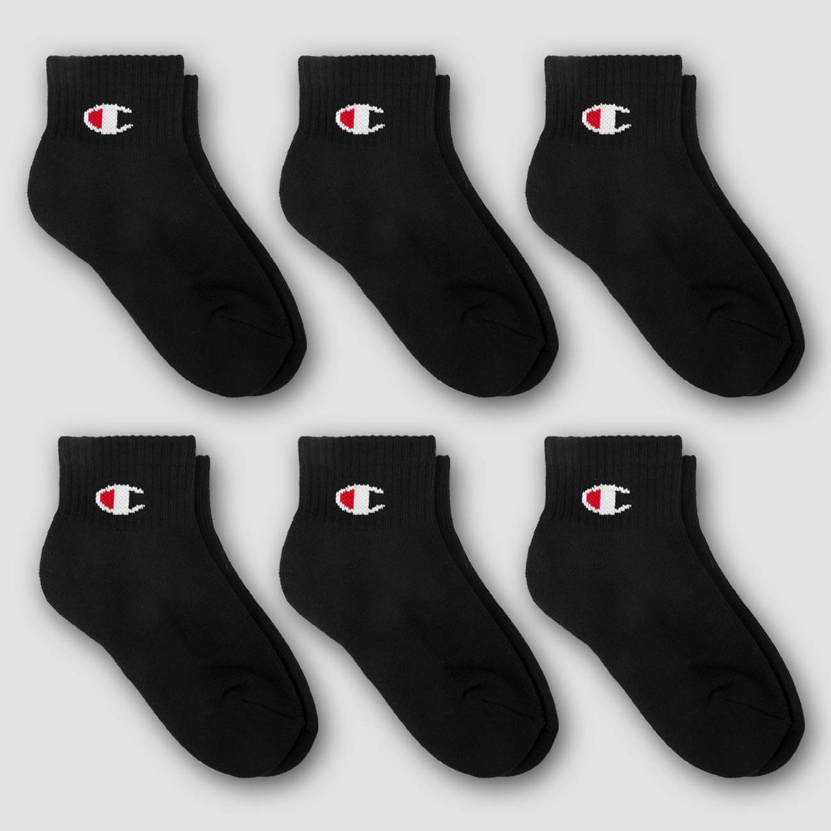 Champion Boys' 6pk Ankle Socks - Black - thumbnail 2