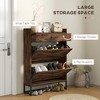 Vynxaria Industrial Narrow Shoe Cabinet with 2 Flip Doors and Top Drawer - Brown, 31.5" W x 9.4" D x 45.3" H - 4 of 4