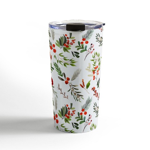 Marta Barragan Camarasa Christmas Botany 001 Travel Mug 20 oz Stainless  Steel Travel Mug - Deny Designs
