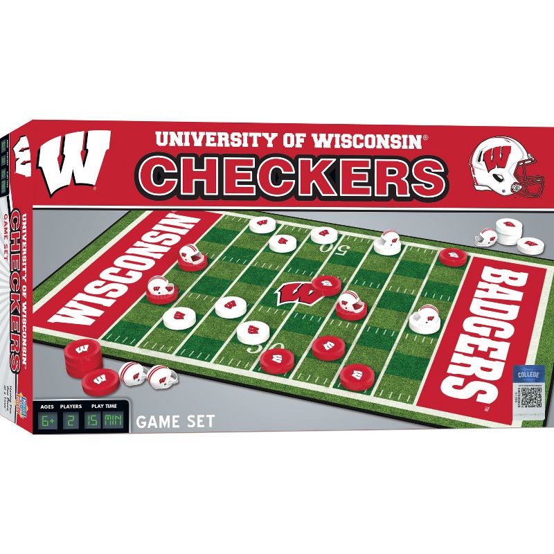 MasterPieces Officially licensed NCAA Wisconsin Badgers Checkers Board Game for Families and Kids ages 6 and Up, 2 of 7