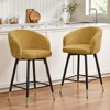 Bekrvio Swivel Counter Height Bar Stools Set of 2, 26" Modern Upholstered Barstools with Barrel Arms & Backs, Bar Stools for Kitchen Island - 4 of 4