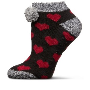 Memoi Women's Color Hearts Buttersoft Plush Lined Low Cut Socks - 1 of 3