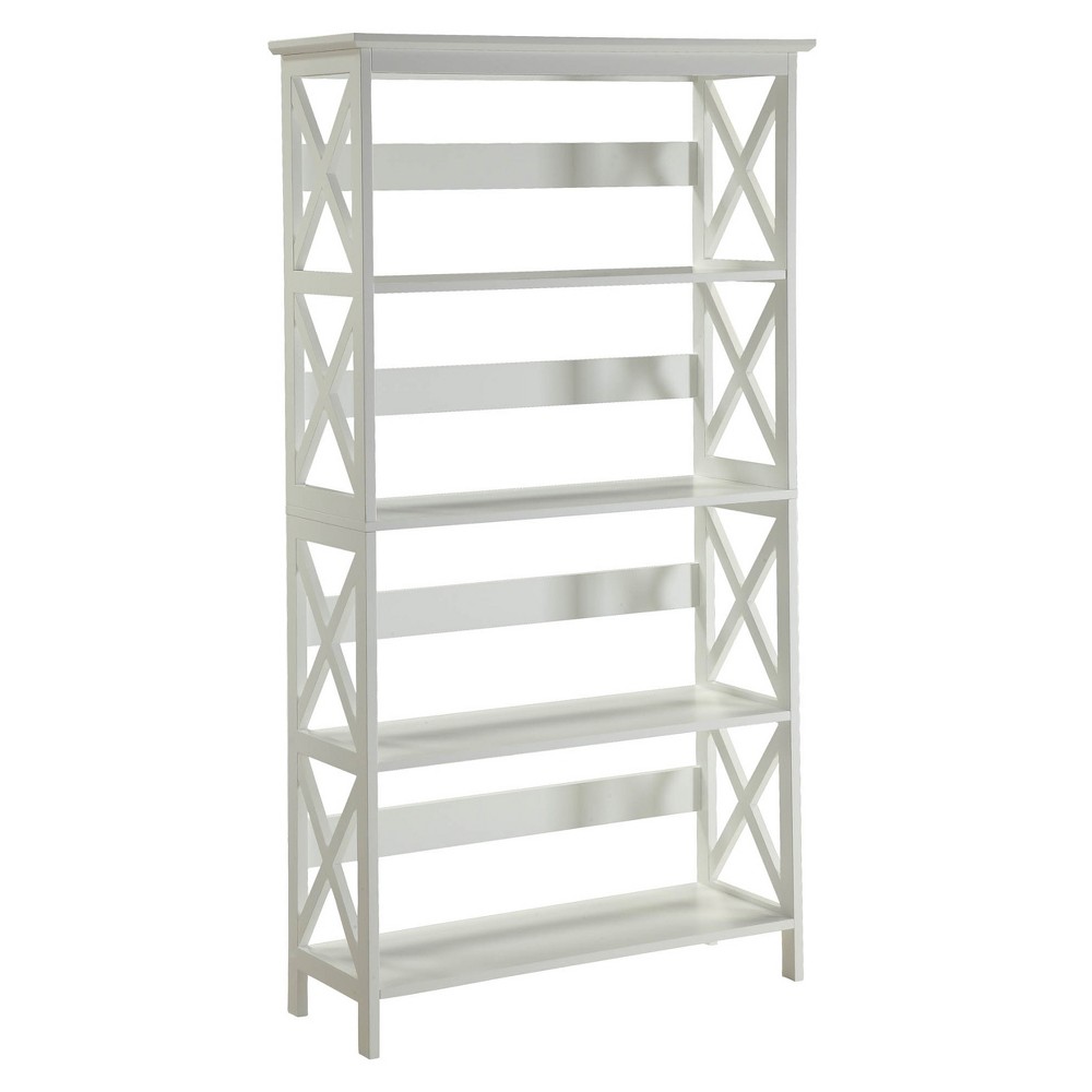 Photos - Garden & Outdoor Decoration 60" Oxford 5 Tier Bookcase White - Breighton Home: Modern X Pattern, MDF C