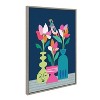 Kate and Laurel Sylvie Mid Century Modern Magnolias Framed Canvas by Rachel Lee of My Dream Wall, 23x33, Gray - 2 of 4