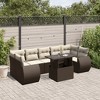 vidaXL Patio Sofa Set with Cushions Outdoor Furniture 8 Piece Poly Rattan - Brown and Cream without Storage - 2 of 4