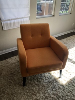 Modern Soft Velvet Upholstered Accent Chair with Armrests, Orange -  ModernLuxe