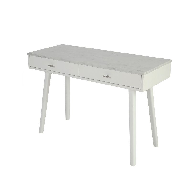 The Bianco Collection Viola 44" Rectangular Italian Carrara White Marble Writing Desk, 2 of 8