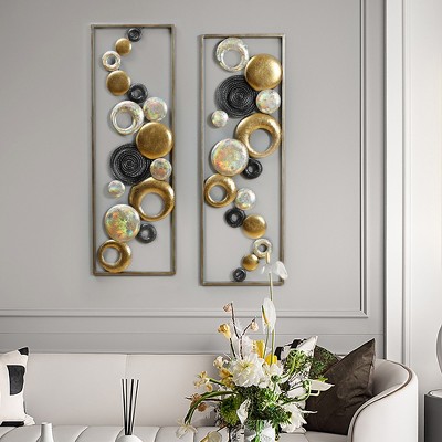 Modern Multi-Color Abstract Iron Wall Decor Panels Set