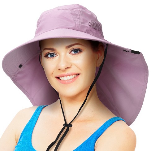 Tirrinia Neck Flap Wide Brim Sun Hat For Adult, Upf 50 Sun Protection Fishing  Safari Hiking, Pink : Target