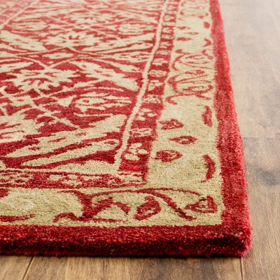 Handmade Red and Ivory Wool Tufted Runner Rug, 2'3" x 8'