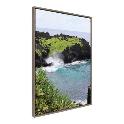 Maui Black Sand Swell Framed Canvas Art Print