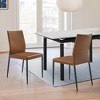 Armen Living,Upholstered Dining Chair in Brown Faux Leather with Black- Set of 2 - 3 of 4