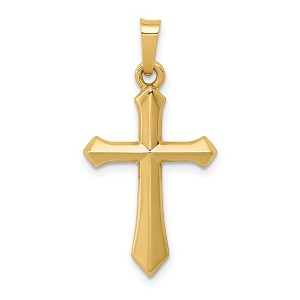 Black Bow Jewelry 14k Yellow Gold Hollow 2D Passion Cross Pendant - 1 of 4