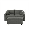 Modern Corduroy Sofa Chair Set with Storage Ottoman - 22.5" Deep Seat Couch with Cup Holders & Phone Pockets, Solid Wood Frame for Living Room - 2 of 4