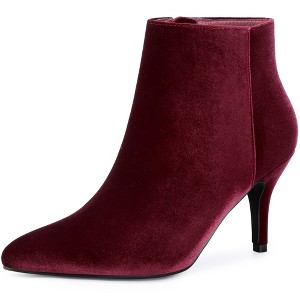 Allegra K Women's Pointy Toe Stiletto Heels Ankle Boots - 1 of 3