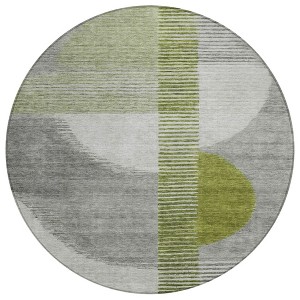 Olive Green And Gray Geometric Washable Indoor Outdoor Area Rug - 1 of 4