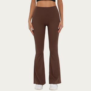 Anna-Kaci Active Women's High Waist Flare Leg Yoga Pants with Stretch Fit and Contoured Waistband - 1 of 4