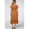 PinkBlush Camel Smocked V-Neck Maternity Midi Dress - 3 of 4