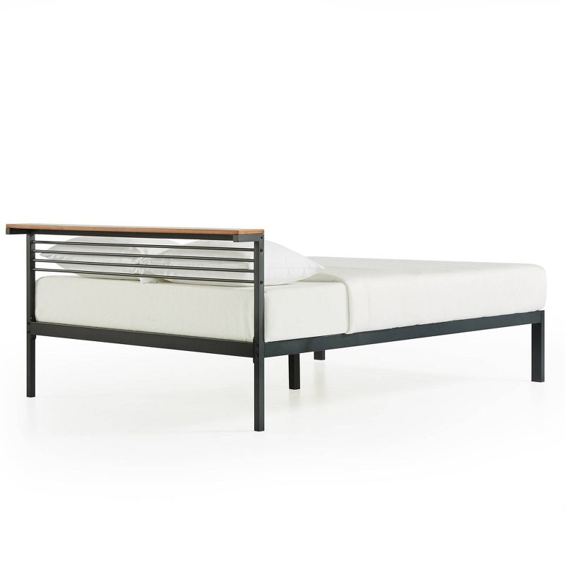 Hylle Metal Platform Bed with Low Headboard Shelf Black - Mellow, 6 of 8