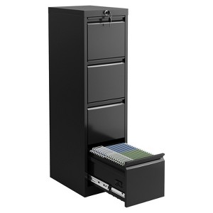 CuisinSmart 4-Drawer File Cabinet with Lock - Heavy Duty Metal Filing Cabinet for Letter/Legal/A4/F4 Documents, Requires Assembly, Black - 1 of 4